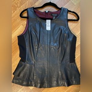 White House Black Market leather sleeveless top size small.  $49